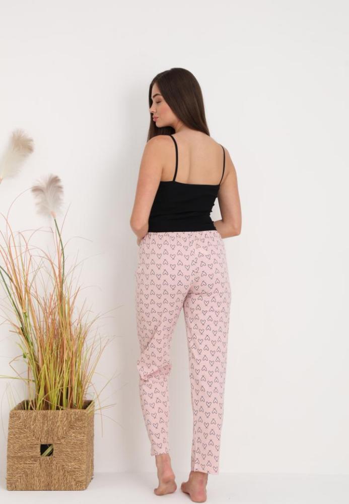 Pantaloni de Pijama Dama ,Culoare Roz Pudrat cu Negru ,Engros